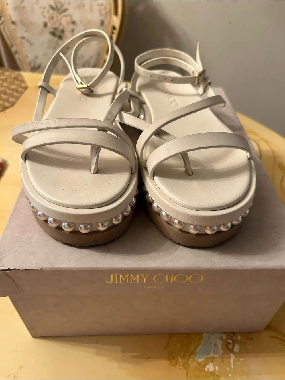 Jimmy Choo Pearl Accent Sandals Authentic - Picture 2 of 10